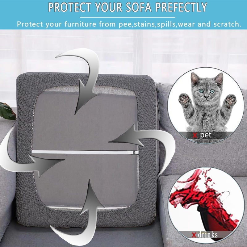 SHANNA Sofa Seat Cushion Slipcovers: 3Pcs Modern Sofa Cushion Cover Waterproof Furniture Cushion Cover Jacquard Patio Furniture Chair Cushion Slip Covers Replacement (Dark Gray) - Image 5
