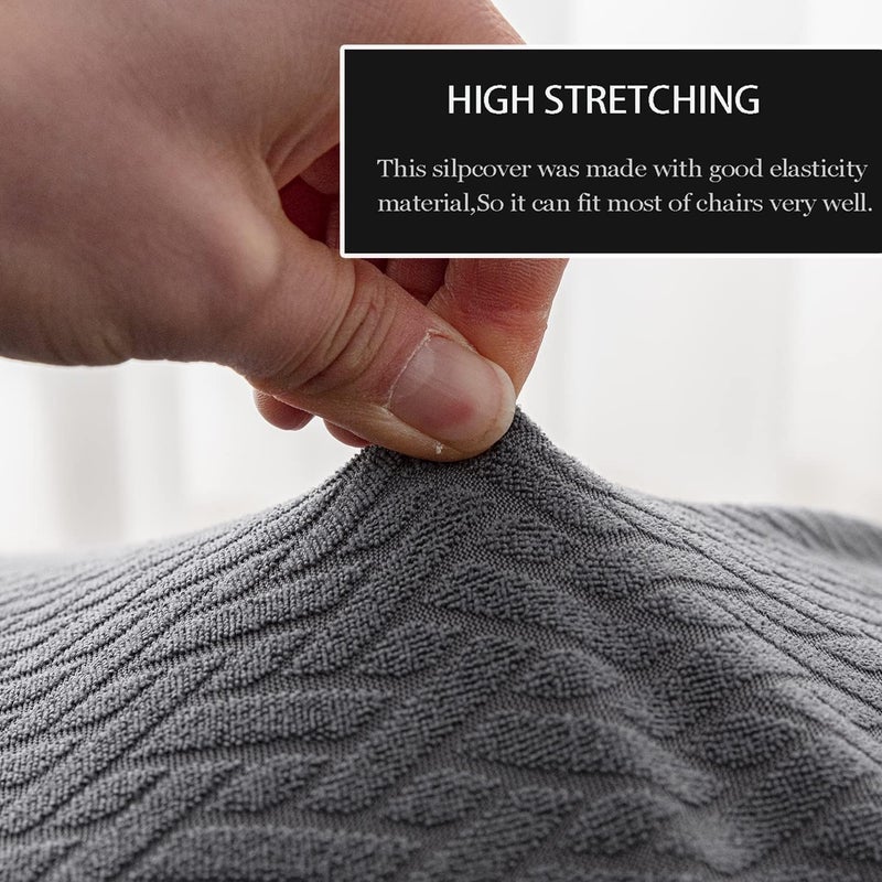 SHANNA Sofa Seat Cushion Slipcovers: 3Pcs Modern Sofa Cushion Cover Waterproof Furniture Cushion Cover Jacquard Patio Furniture Chair Cushion Slip Covers Replacement (Dark Gray) - Image 4