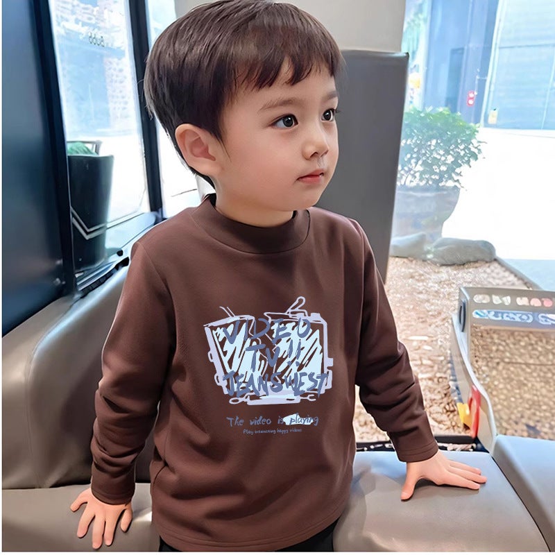 Spring Long-Sleeved T-Shirt For Middle And Big Boys And Girls De Rong Thin Top Long-Sleeved T-Shirt Children'S Base Shirt Trendy - Image 1