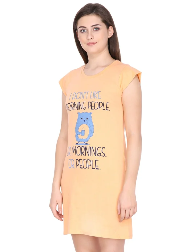 Take Two Women Peach Cotton Blend Sleepshirt By Klamotten