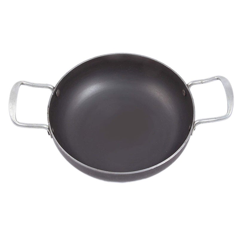 KITCHEN SHOPEE Iron Cookware Set 2 combo Kadai Cooking deep Kadhai Heavy Base Multipurpose use 10 in 8 in Iron Fry pan with Steel Handle 4 Liters Induction Friendly color black - Image 2