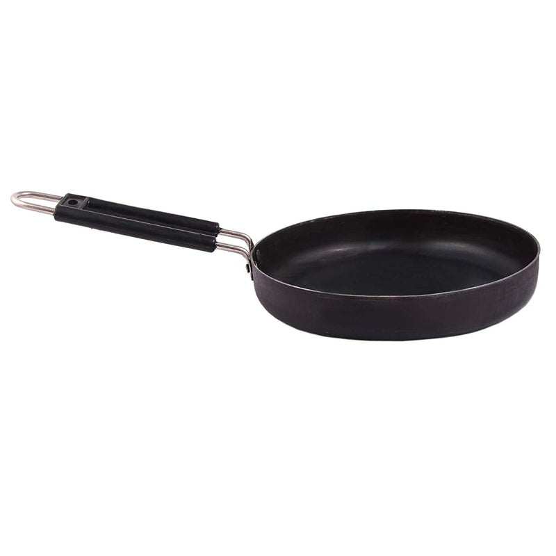 KITCHEN SHOPEE Iron Cookware Set 2 combo Kadai Cooking deep Kadhai Heavy Base Multipurpose use 10 in 8 in Iron Fry pan with Steel Handle 4 Liters Induction Friendly color black - Image 5