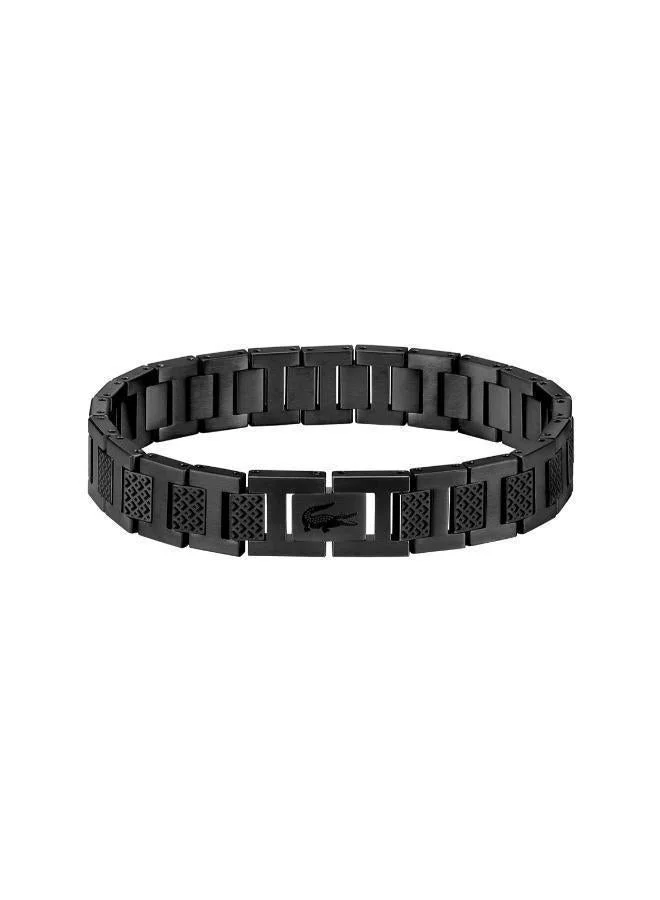 Lacoste Metropole Collection Link Bracelet For Men In Black Stainless Steel Embellished With Petit Piqué Pattern - 2040119