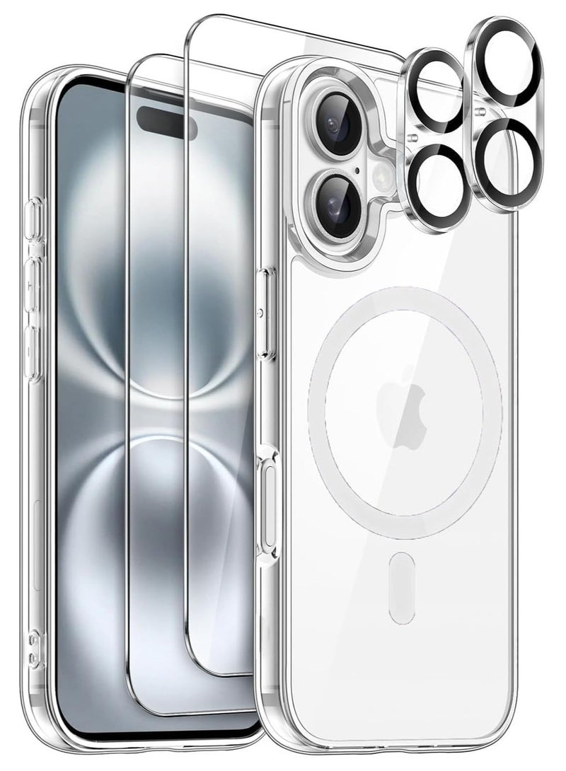 ELTRAZONE Magnetic Case Compatible with iPhone 16 – Anti-Yellowing Clear Case with [MagSafe Compatibility], Includes 2-Pack Screen and Camera Protectors - Image 1