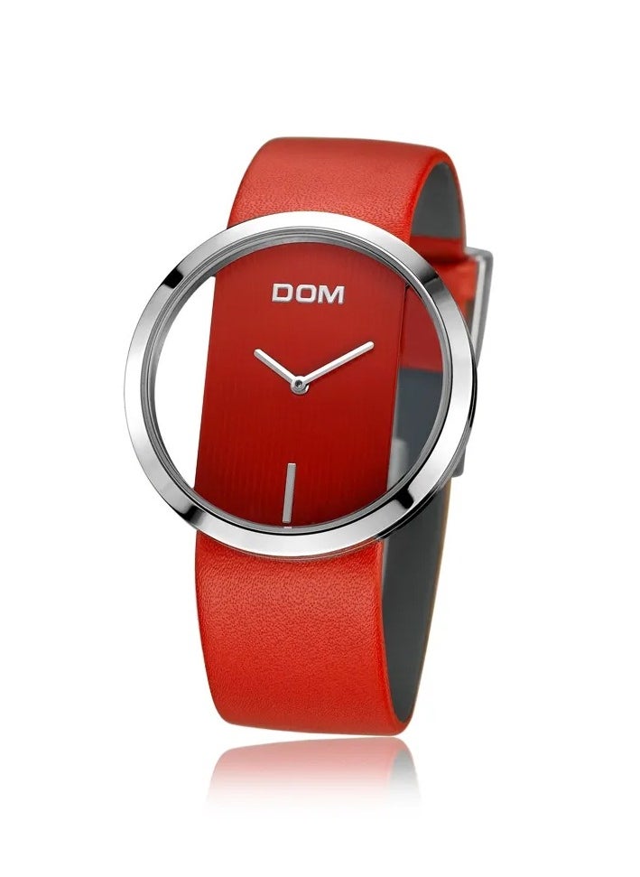 DOM - Luxury Women's Watch with Unique Hollow Design and Genuine Leather Strap - Image 1