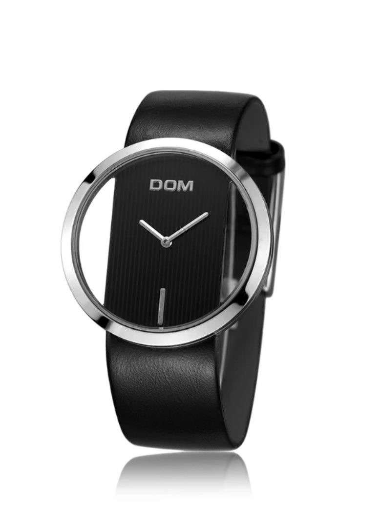 DOM - Luxury Women's Watch with Unique Hollow Design and Genuine Leather Strap - Image 1