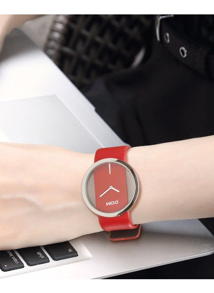 DOM - Luxury Women's Watch with Unique Hollow Design and Genuine Leather Strap - Image 1