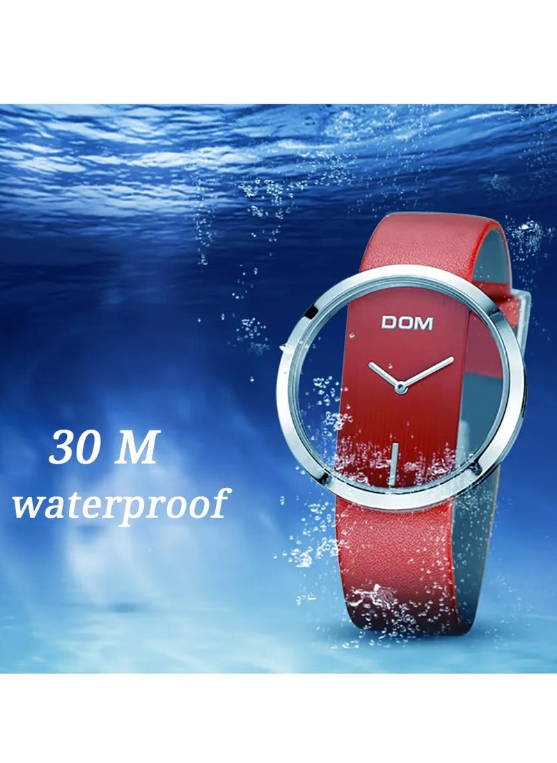 DOM - Luxury Women's Watch with Unique Hollow Design and Genuine Leather Strap - Image 1