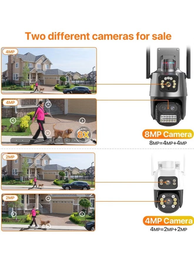 ارواق كاميرا مراقبة ذكية واي فاي بدقة 8 ميجابكسل 4K ثلاثية العدسات بشاشة مزدوجة، PTZ، تتبع تلقائي، رؤية ليلية، وصوت ثنائي الاتجاه – كاميرا مراقبة خارجية مقاومة للماء - Image 3