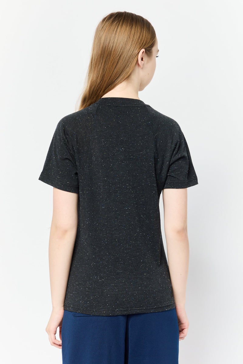 Adidas Women Sportswear Fit Short Sleeve Outdoor T-Shirt, Black  - Image 3
