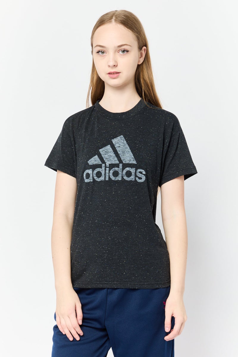 Adidas Women Sportswear Fit Short Sleeve Outdoor T-Shirt, Black  - Image 1