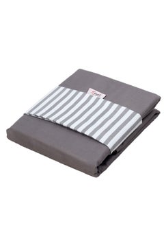 snooze Snooze, Flat Microfibre Plain & printed bed sheet set,4 Pcs (Gray striped design) 180*230 cm  - Image 4