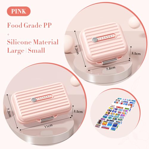 Goffing Travel Pill Organizer Box with Medicine Labels 2Pack 7 Compartments Portable Pill Case Daily Medication Organizer Storage Pill Container for Pocket PharmacyPink SL 2Pack - Image 5