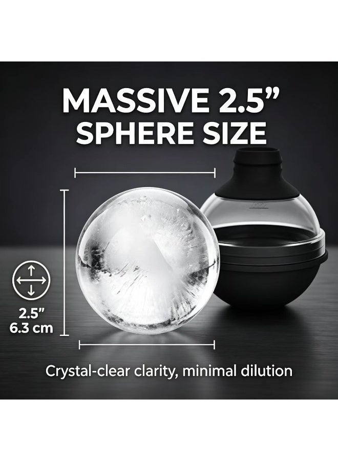 Captaintech Premium 4-Pack Ice Sphere Molds – Large Round Ice Ball Maker for Beverages and Craft Cocktails – Easy-Release Silicone and Durable Plastic Design for Perfect Spheres - Image 3