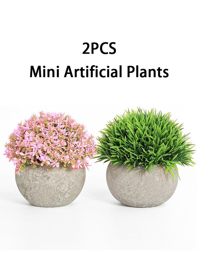 GMORO Mini Artificial Plants Set,2 Pcs Small Fake Plants for Office Kitchen Bathroom Bedroom Mantle Shelf Living Room,Faux Plants in Pots Modern Farmhouse Plants Home Decor  - Image 1