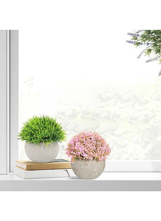GMORO Mini Artificial Plants Set,2 Pcs Small Fake Plants for Office Kitchen Bathroom Bedroom Mantle Shelf Living Room,Faux Plants in Pots Modern Farmhouse Plants Home Decor  - Image 2