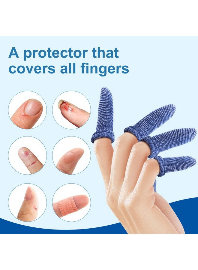 Dimora Finger Cots, Pack of 60 (Medium Size) Finger Protectors, Breathable Bandages for Wound Care, Stretchy Sleeves for Gardening, Fitness and Cargo Handling, Blue - Image 1