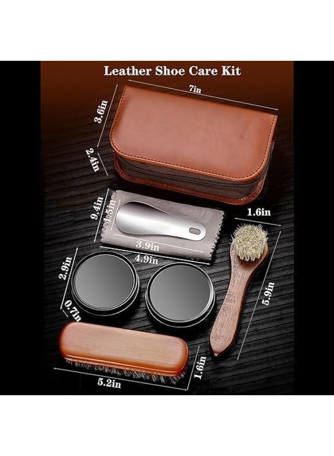 مجموعة كاملة لرعاية الأحذية ، أحذية أسود وأبيض بولندية ، مجموعة جلدية لمعان الأحذية للمنزل والسفر ، وتشمل فرشاة ، قماش ، قرن أحذية ، صندوق جلدي ، هدية للرجال والنساء - Image 3