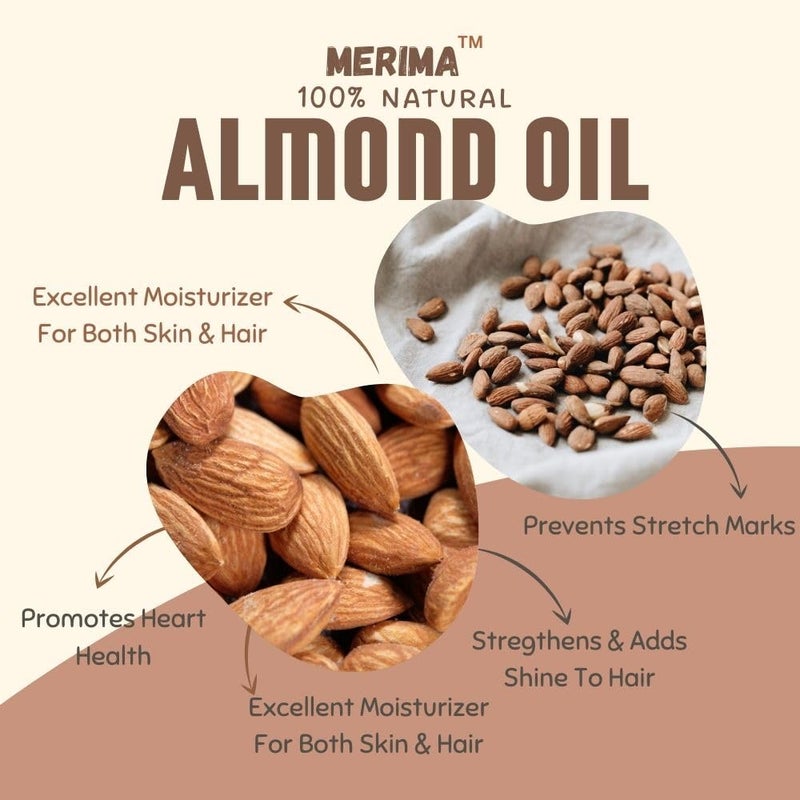 Merima 100 Pure Natural ColdPressed Almond Oil Deeply Moisturizing Nourishing Oil NonGreasy FastAbsorbing Ideal for Massage Aromatherapy Beauty 500ml - Image 4