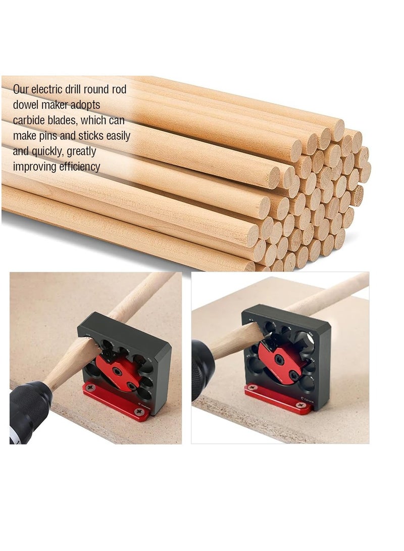 Excefore Electric Drill Milling Dowel Round Rod Auxiliary Tool, 8 Holes Adjustable High Speed Carbide Inserts Dowel Maker, 8mm to 20mm Dowel Maker Jig, for Wooden Rods Sticks Woodworking (6 Pcs)  - Image 5