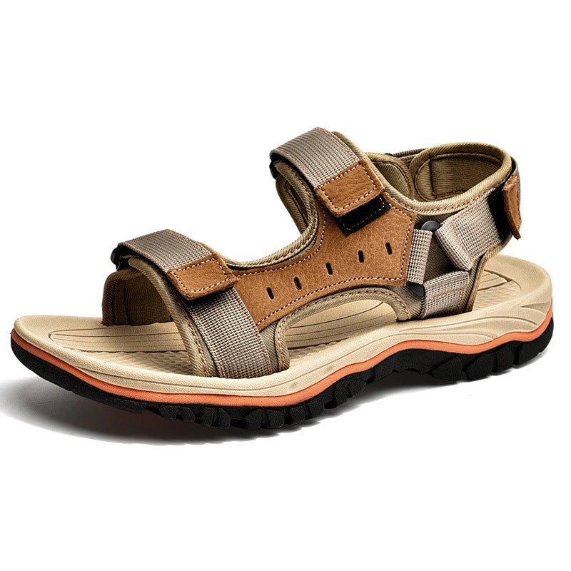 Summer Men'S Sandals Large Size Breathable Sandals Vintage Handmade Leather Stitching Casual Men'S Beach Sandals - Image 2