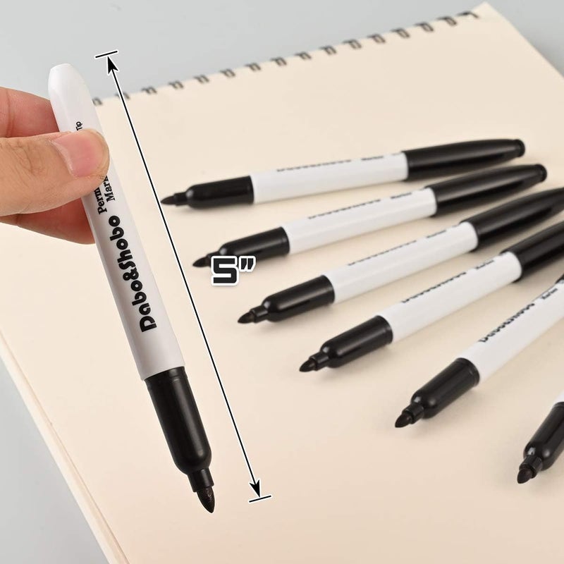 Dabo&Shobo 60 Pack Black Permanent Markers, Fine Point, Assorted Colors, Works on Plastic,Wood,Stone,Metal and Glass for Doodling, Coloring - Image 4