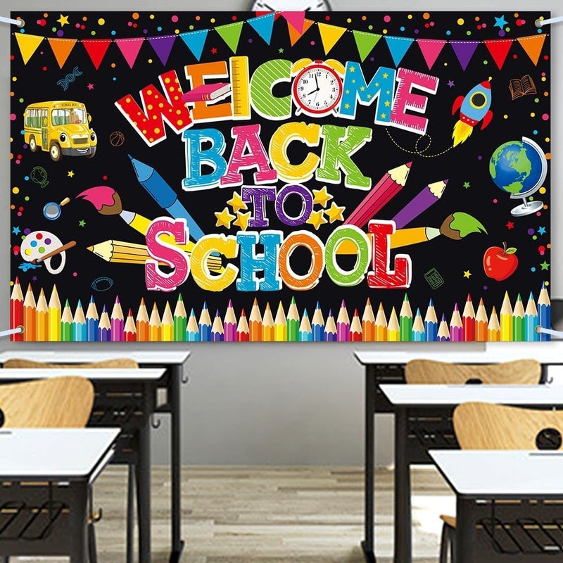 ARS Back to School Banner Backdrop, First Day of School Welcome Photography Background, Reusable School Party Decorations Banner for Teachers, Students, Classroom, Kindergarten & School Events - Image 3