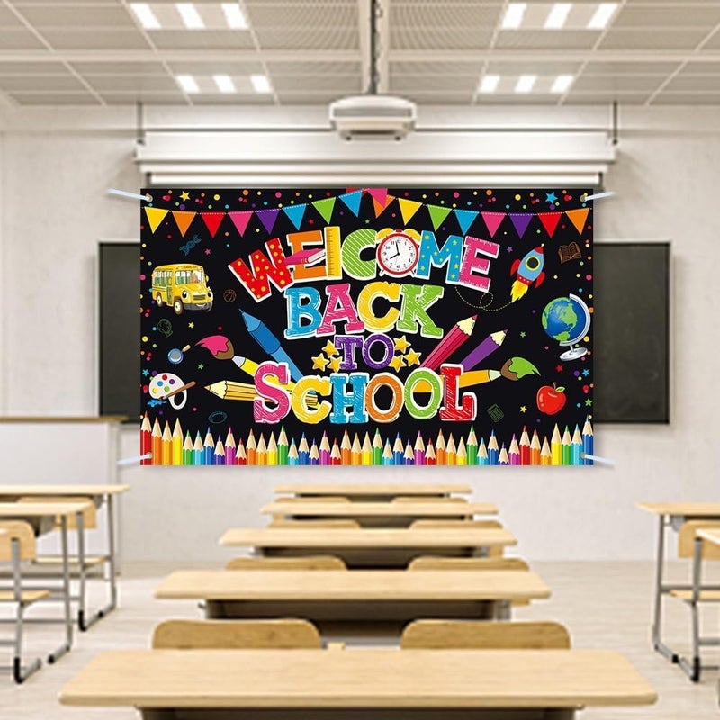 ARS Back to School Banner Backdrop, First Day of School Welcome Photography Background, Reusable School Party Decorations Banner for Teachers, Students, Classroom, Kindergarten & School Events - Image 5