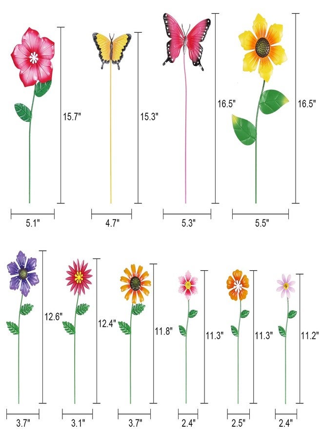 hogardeck Garden Decor for Outside, Set of 10 Metal Flowers Decorative Garden Stakes for Spring Decor, Yard Art Garden Decorations for Outdoor Lawn Pathway Patio (Multi-Color) - Image 3