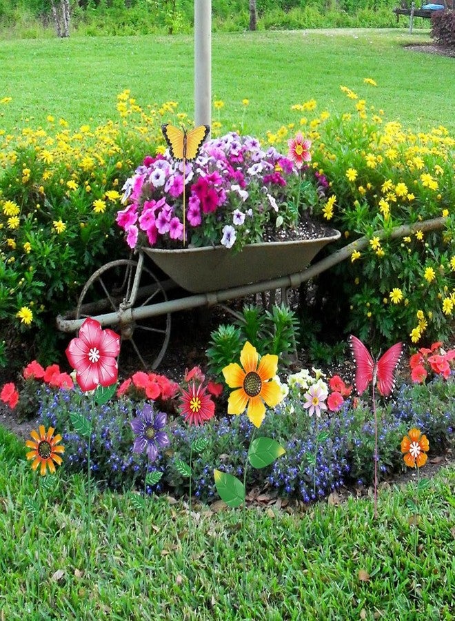 hogardeck Garden Decor for Outside, Set of 10 Metal Flowers Decorative Garden Stakes for Spring Decor, Yard Art Garden Decorations for Outdoor Lawn Pathway Patio (Multi-Color) - Image 4