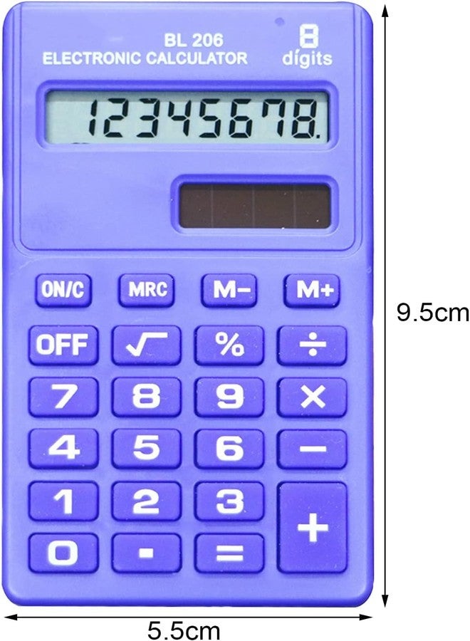 BWESOO Blue Basic Standard Calculators Mini Digital Desktop Calculator, Solar Power Smart Calculator Pocket Size Basic Office for Home School Office - Image 2