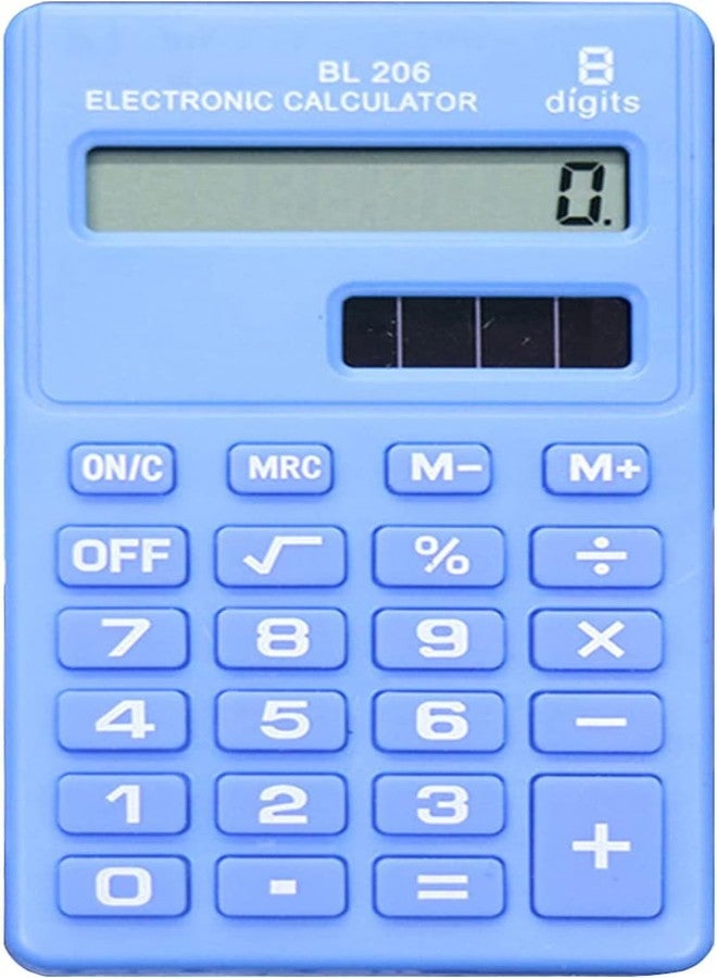 BWESOO Blue Basic Standard Calculators Mini Digital Desktop Calculator, Solar Power Smart Calculator Pocket Size Basic Office for Home School Office - Image 1