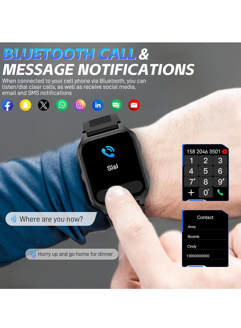 SOLARAE 1.83‚Äù Smart Watch for Men with Bluetooth Call, Outdoor Sports Smartwatch, 3ATM Waterproof Fitness Tracker Watch, with Fitness & Sleep Tracker, Heart Rate Monitor, Swimming Pedometer - Image 3