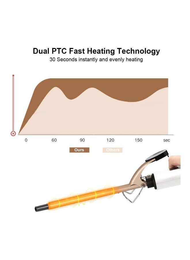 NIBEMINENT Ceramic Curling Wand White/Gold - Image 5