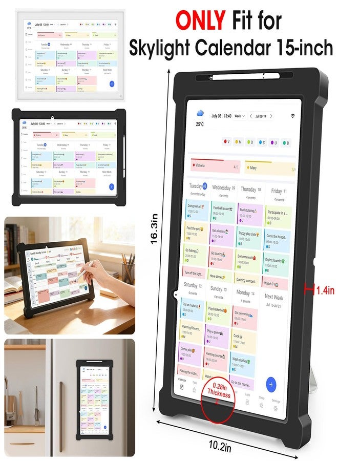 Winceed Magnetic Silicone Case for Skylight Calendar 15-inch [Shockproof Protection] Use on the Refrigerator, Including A Stylus Pen (Black) - Image 2