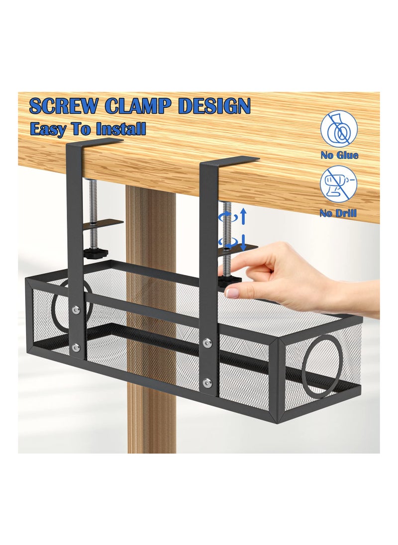 SYOSI - Table Wire Management Tray, Under Desk Cable Management Upgraded Cord Organizer Under Desk Tray Cable Management Tray Table Wire Management Cord Organizer Tray for Office and Home - Image 1