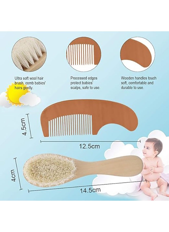 Generic - Baby Hair Brush Comb Set, Natural Lotus Wood with Soft Goat Bristles and Pear Wood Comb for Newborns and Toddlers, Perfect for Cradle Cap and Gentle Scalp Care - Image 1