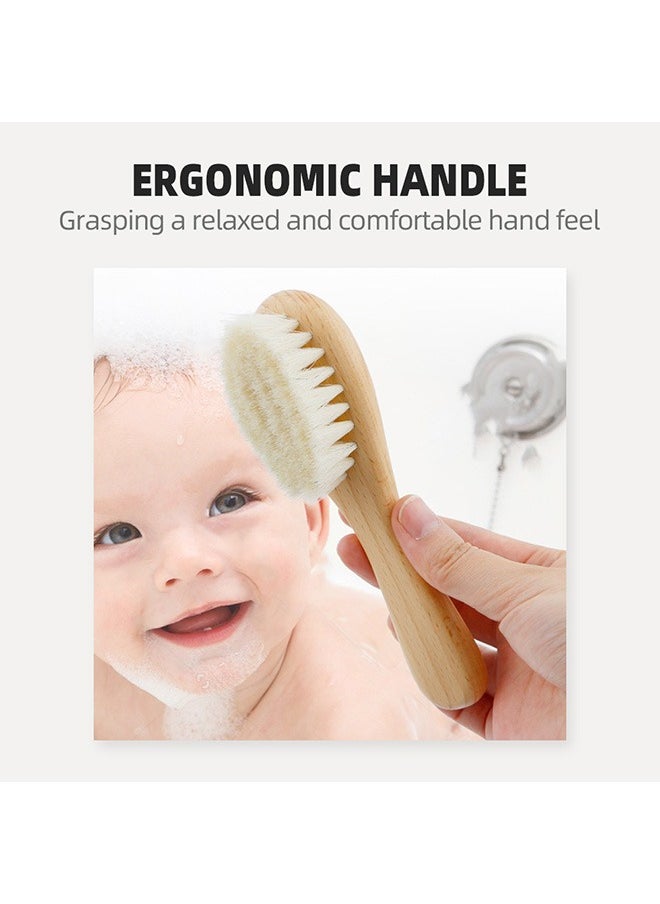 Generic - Baby Hair Brush Comb Set, Natural Lotus Wood with Soft Goat Bristles and Pear Wood Comb for Newborns and Toddlers, Perfect for Cradle Cap and Gentle Scalp Care - Image 1
