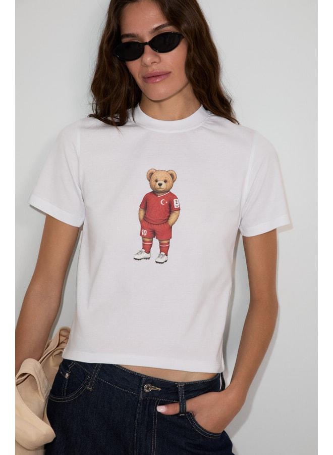 GRIMELANGE UMAYANA Women's Soft and 100% Organic Cotton World Cup Special Printed White T-Shirt. - Image 1