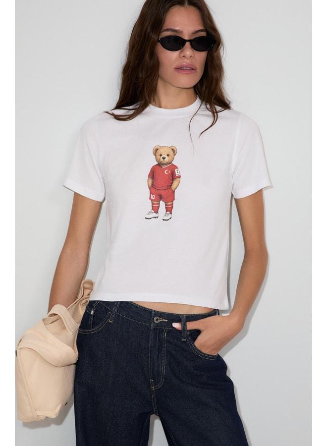 GRIMELANGE UMAYANA Women's Soft and 100% Organic Cotton World Cup Special Printed White T-Shirt. - Image 3