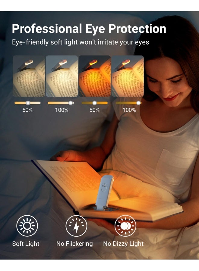 DEWENWILS Book Reading Light Rechargeable Booklight for Reading at Night Clip on LED Book for Kids Bookworms Blue Light Blocking 4 Brightness Adjustable for Eye Care White - Image 2
