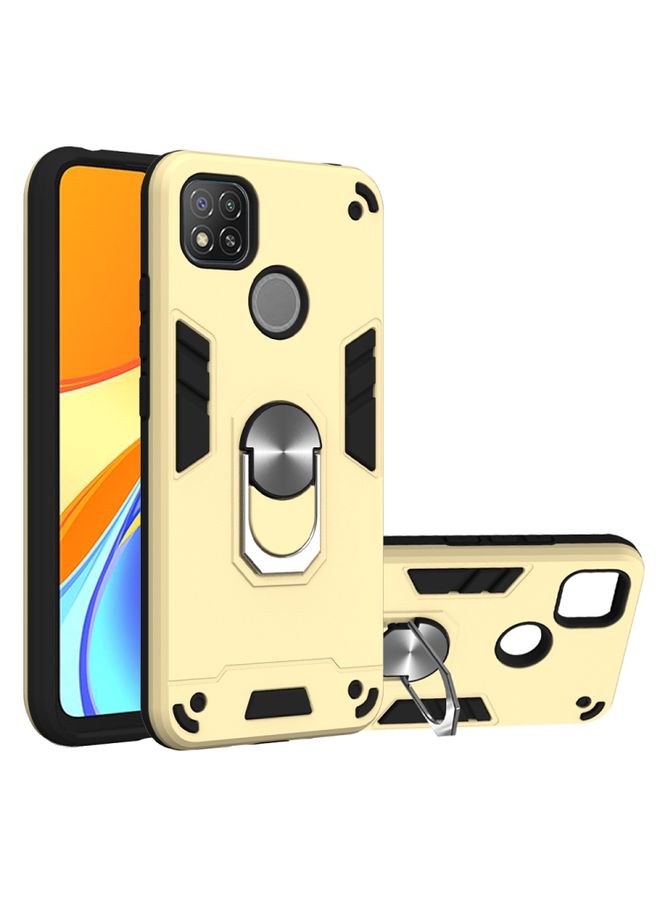 BGM Case Cover For Xiaomi Redmi 9C Armour Series PC + TPU Protective Case with Ring Holder Gold