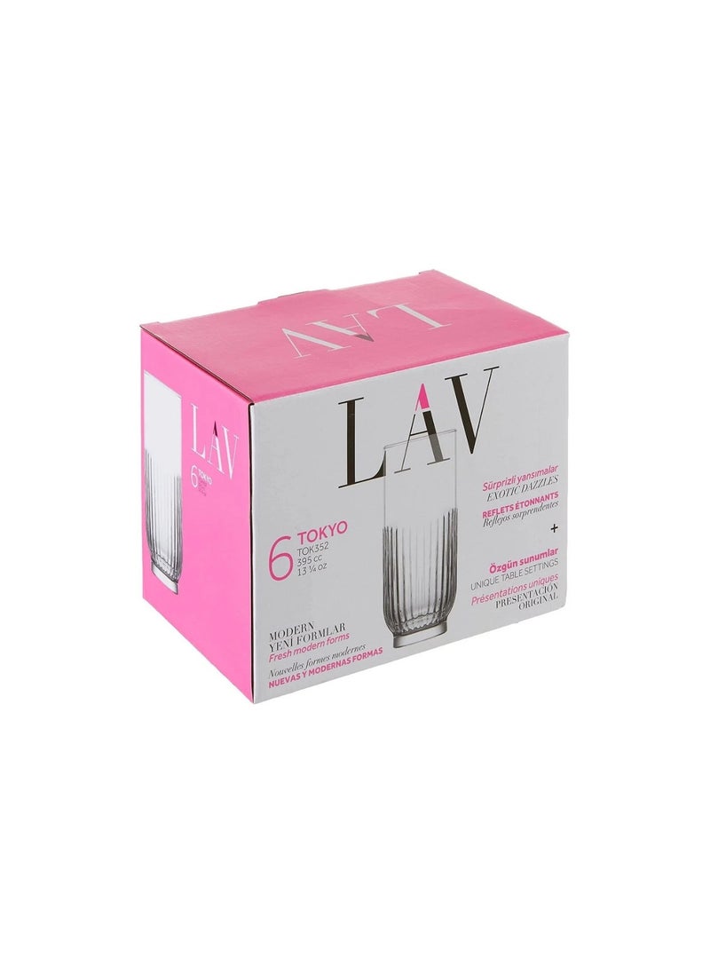 LAV Lav Tokyo Long Juice Glass Set of 6Pcs 395ml-Turkey Made  - Image 5