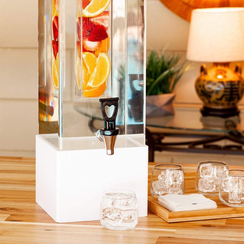 Restaurantware Bev Tek 3 Gallon Beverage Dispenser 1 Square Drink Dispenser For Parties  With Infusion Core Bamboo Base Clear Acrylic Drink Dispenser With Stand EasyToUse Spigot - Image 3