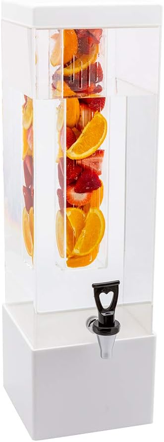 Restaurantware Bev Tek 3 Gallon Beverage Dispenser 1 Square Drink Dispenser For Parties  With Infusion Core Bamboo Base Clear Acrylic Drink Dispenser With Stand EasyToUse Spigot - Image 1