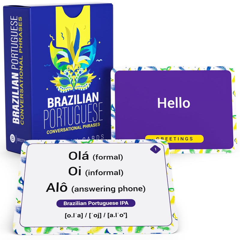 Briston Brazilian Portuguese Flash Cards with Audio 75 Conversational Phrases for Beginners Travelers Learn Brazilian Portuguese Pronunciation IPA Study Tool for Adults Students Classrooms Briston - Image 3