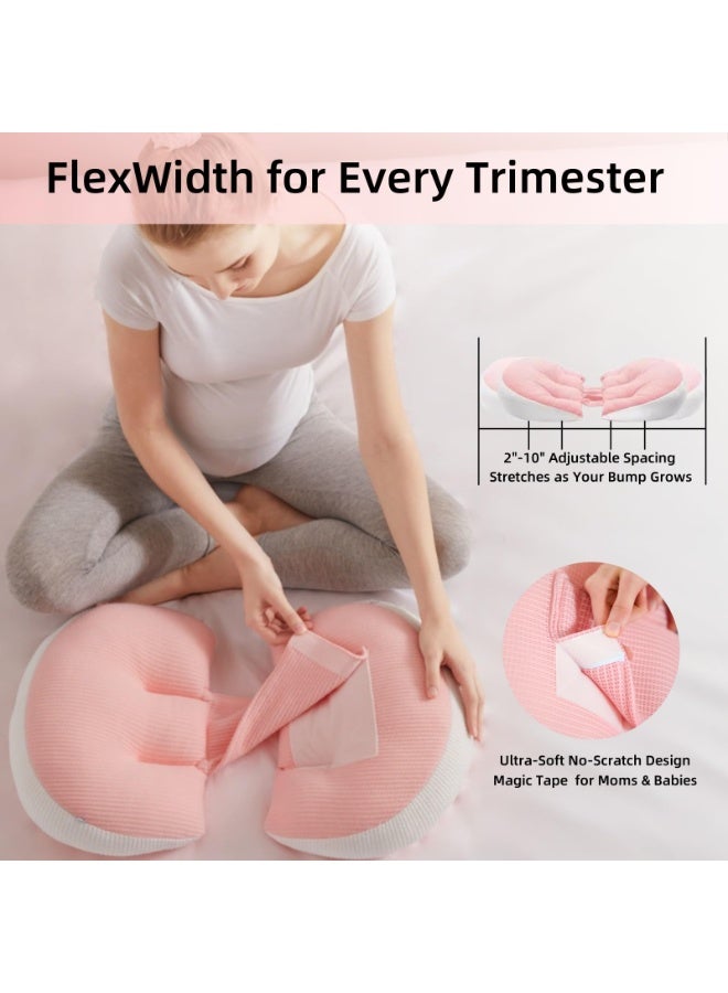 كيلا وسادة حمل للنوم، وسادة حمل محمولة للنساء الحوامل، وسادة إسفينية للحمل، دعم مزدوج الجوانب لتخفيف آلام الظهر والبطن والساق، مائلة بزاوية 30 درجة، هدايا للنساء الحوامل، لون وردي - Image 3