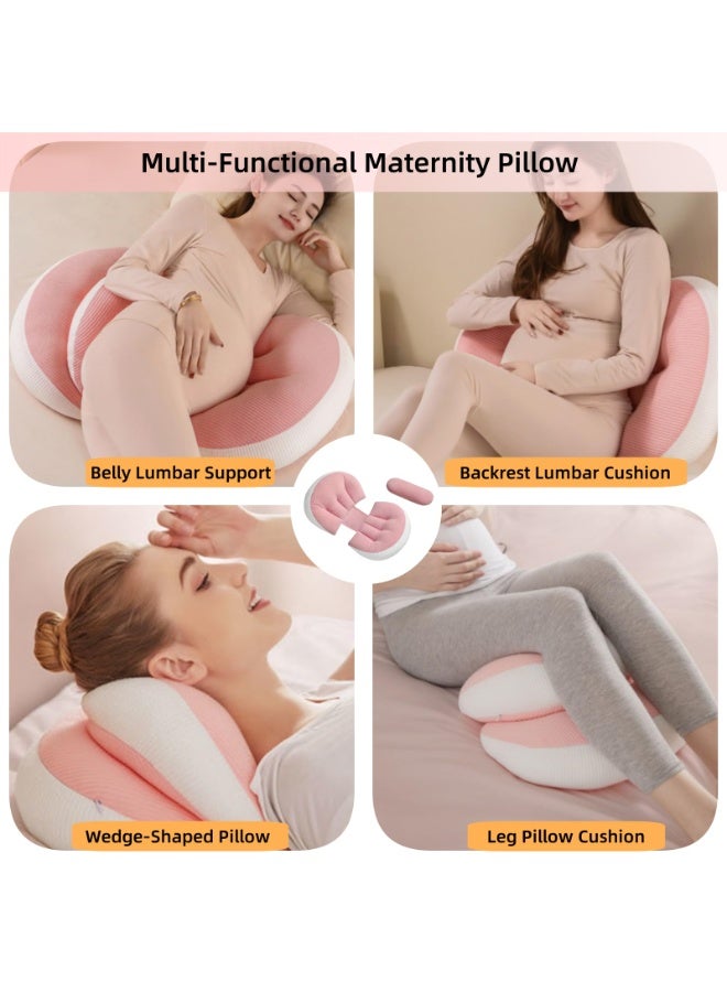 كيلا وسادة حمل للنوم، وسادة حمل محمولة للنساء الحوامل، وسادة إسفينية للحمل، دعم مزدوج الجوانب لتخفيف آلام الظهر والبطن والساق، مائلة بزاوية 30 درجة، هدايا للنساء الحوامل، لون وردي - Image 4