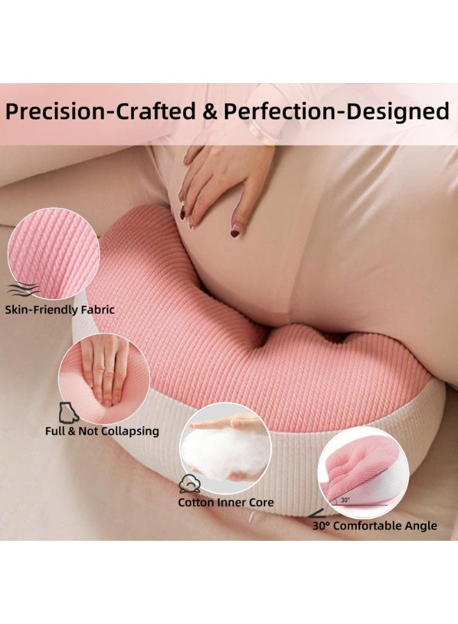 كيلا وسادة حمل للنوم، وسادة حمل محمولة للنساء الحوامل، وسادة إسفينية للحمل، دعم مزدوج الجوانب لتخفيف آلام الظهر والبطن والساق، مائلة بزاوية 30 درجة، هدايا للنساء الحوامل، لون وردي - Image 5