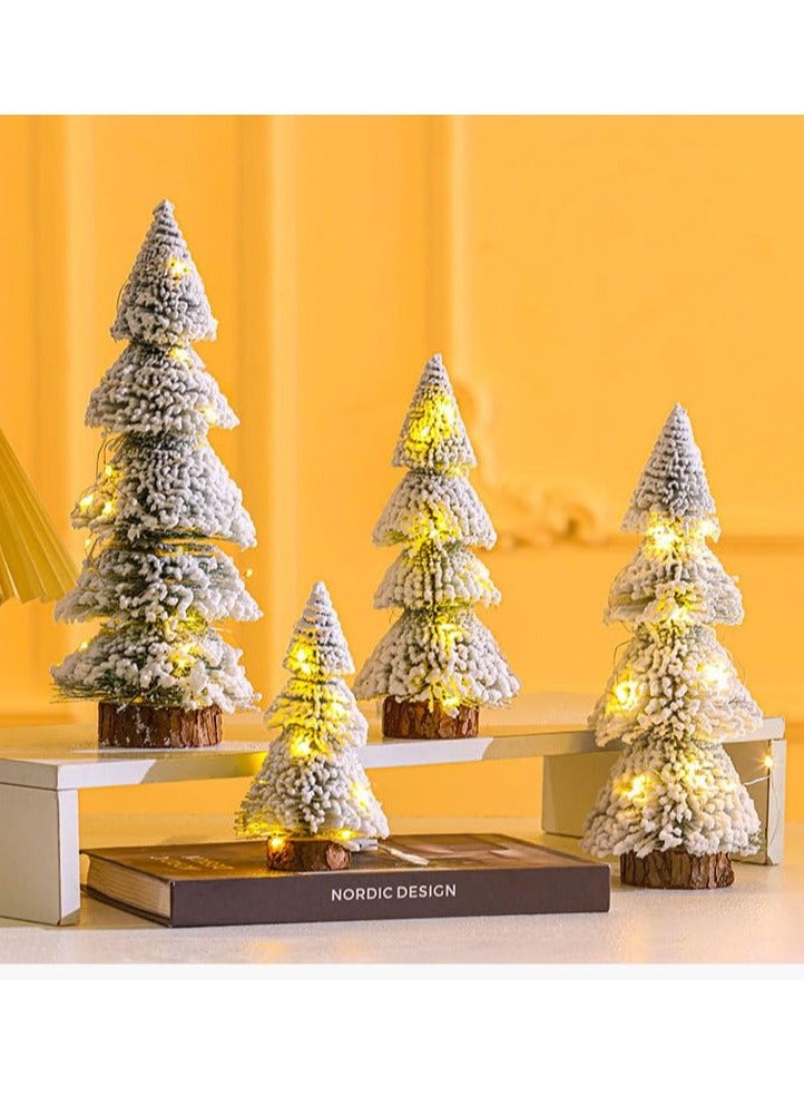 TAPIT Mini Small Christmas Tree Holiday Trees Christmas Desktop Decorations 4 Pcs Artificial Table Desktop Artificial Snow Christmas Tree Miniature Xmas Tree for Home Holiday Party Decorations (White) - Image 2
